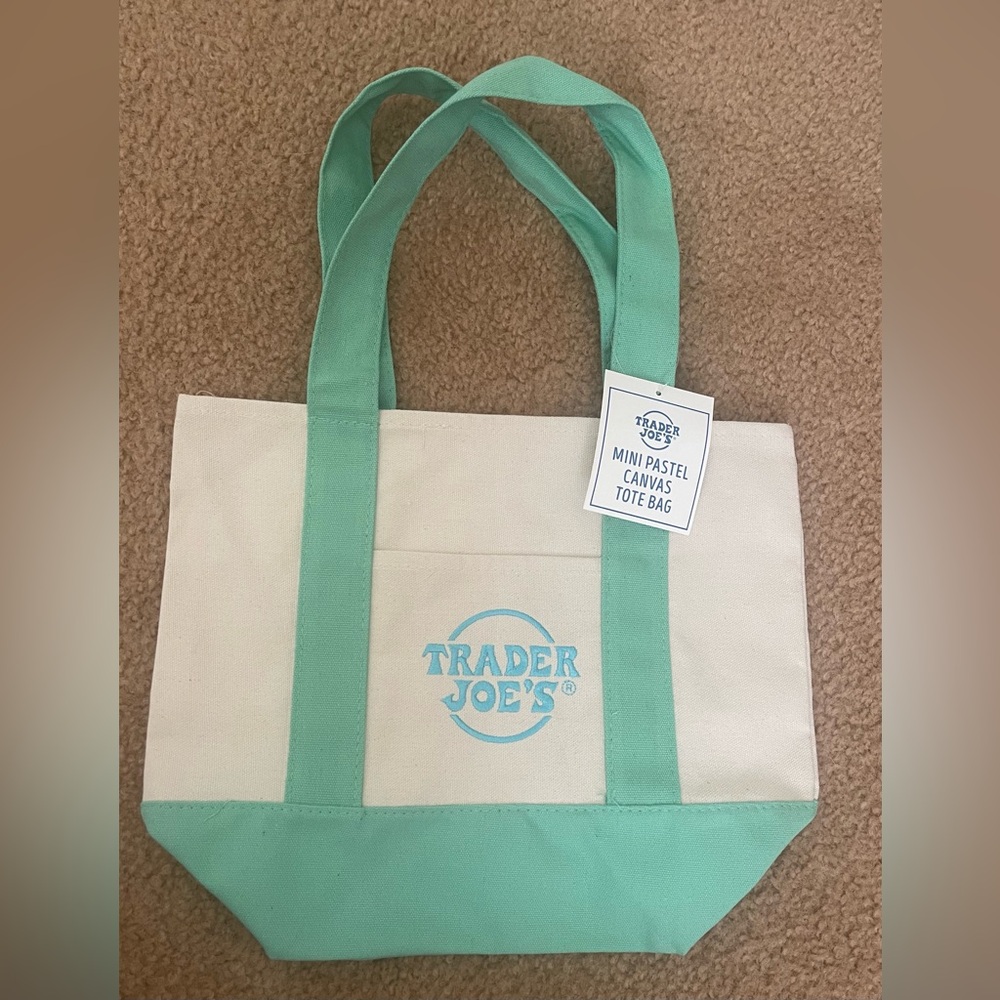 NWT Trader Joe’s Mini Pastel Canvas Tote Bag